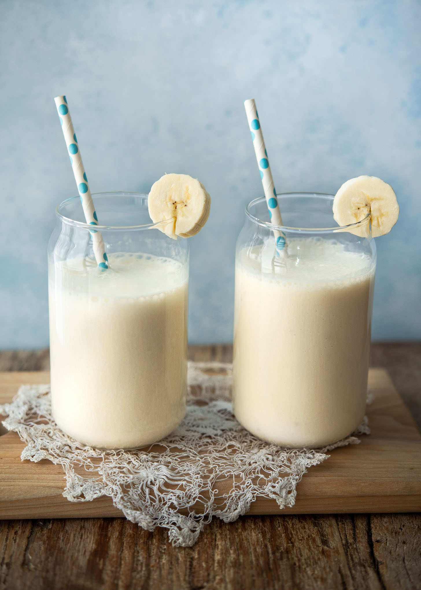 Fresh homemade banana milk made with 3 ingredients for a Korean drink.