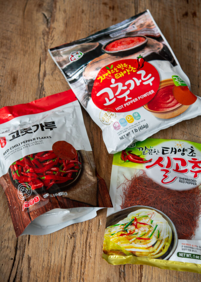 Korean chili flakes and chili powder are staples in Korea cuisine.
