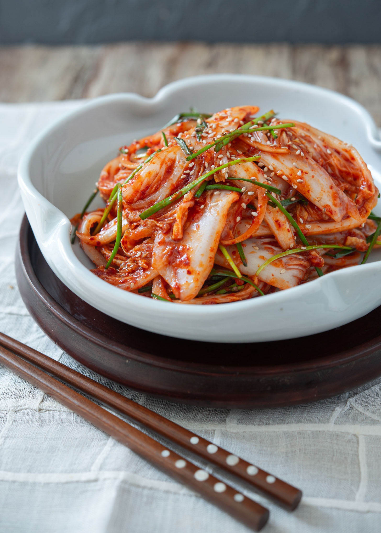 Geotjeori kimchi salad for summer Korean side dish.