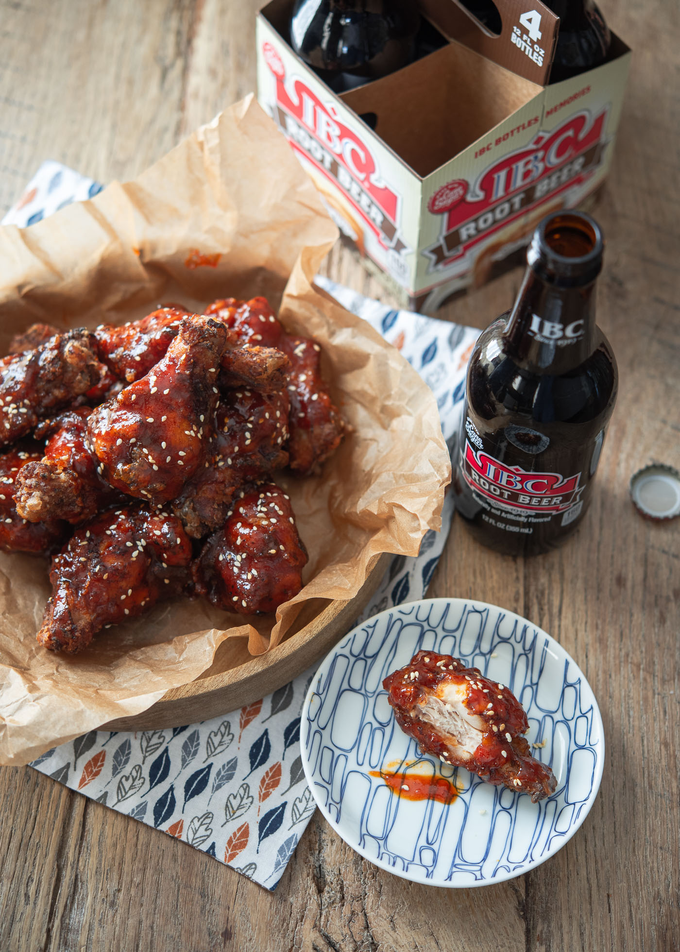 Korean fried chicken wings served with cold drink as chimaek.